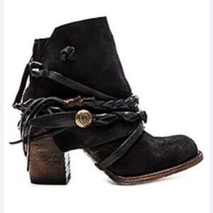 Black Ankle Boots with Braided Strap